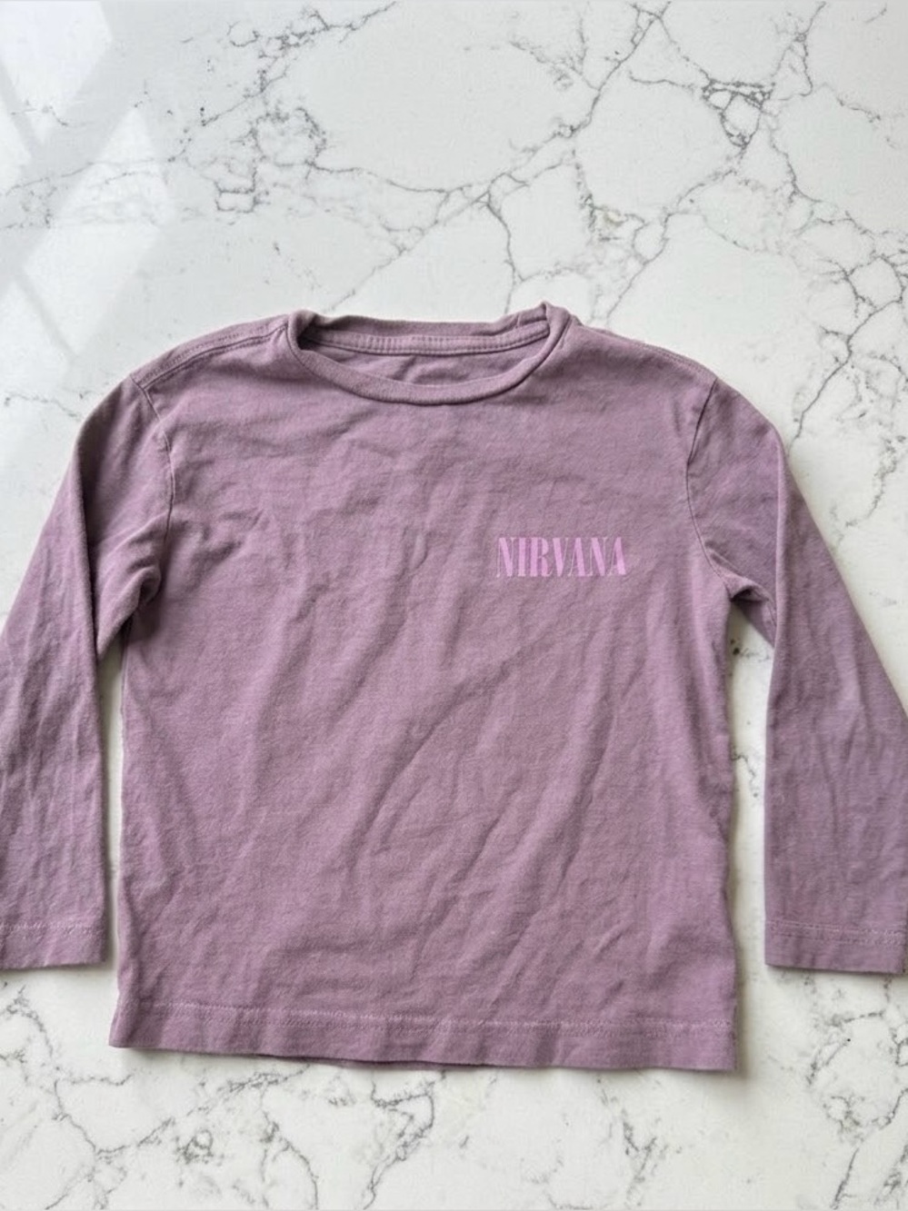 NIRVANA boys' Long Sleeve Tee in Mauve with Pink Logo